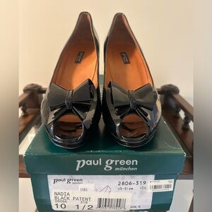 Paul Green Glossy Black Peep Toe Heels